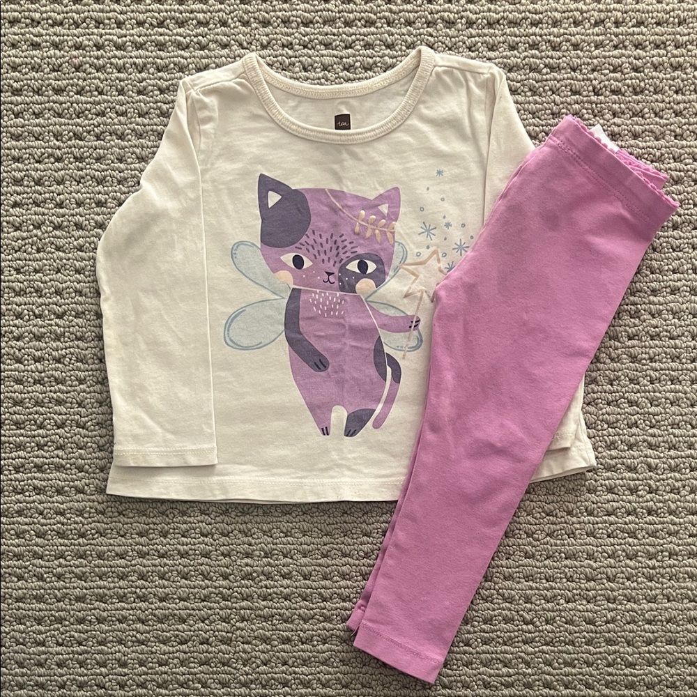 Tea Collection White Cotton Top and Matching Leggings 12-18mos
